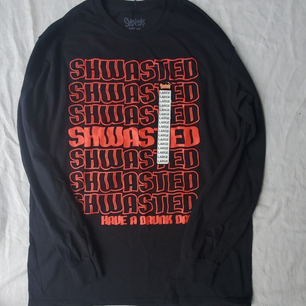 SPENCERS Y2K 90s mall brand Dark Humor SHWASTED long sleeve tshirt tee NWT XL